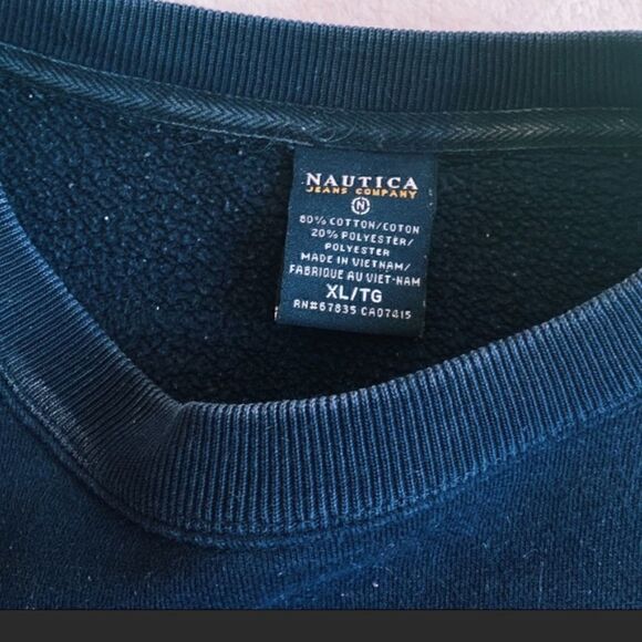 NAUTICA Y2K CROPPED CREWNECK SWEATSHIRT NAVY BLUE XL - Picture 4 of 8